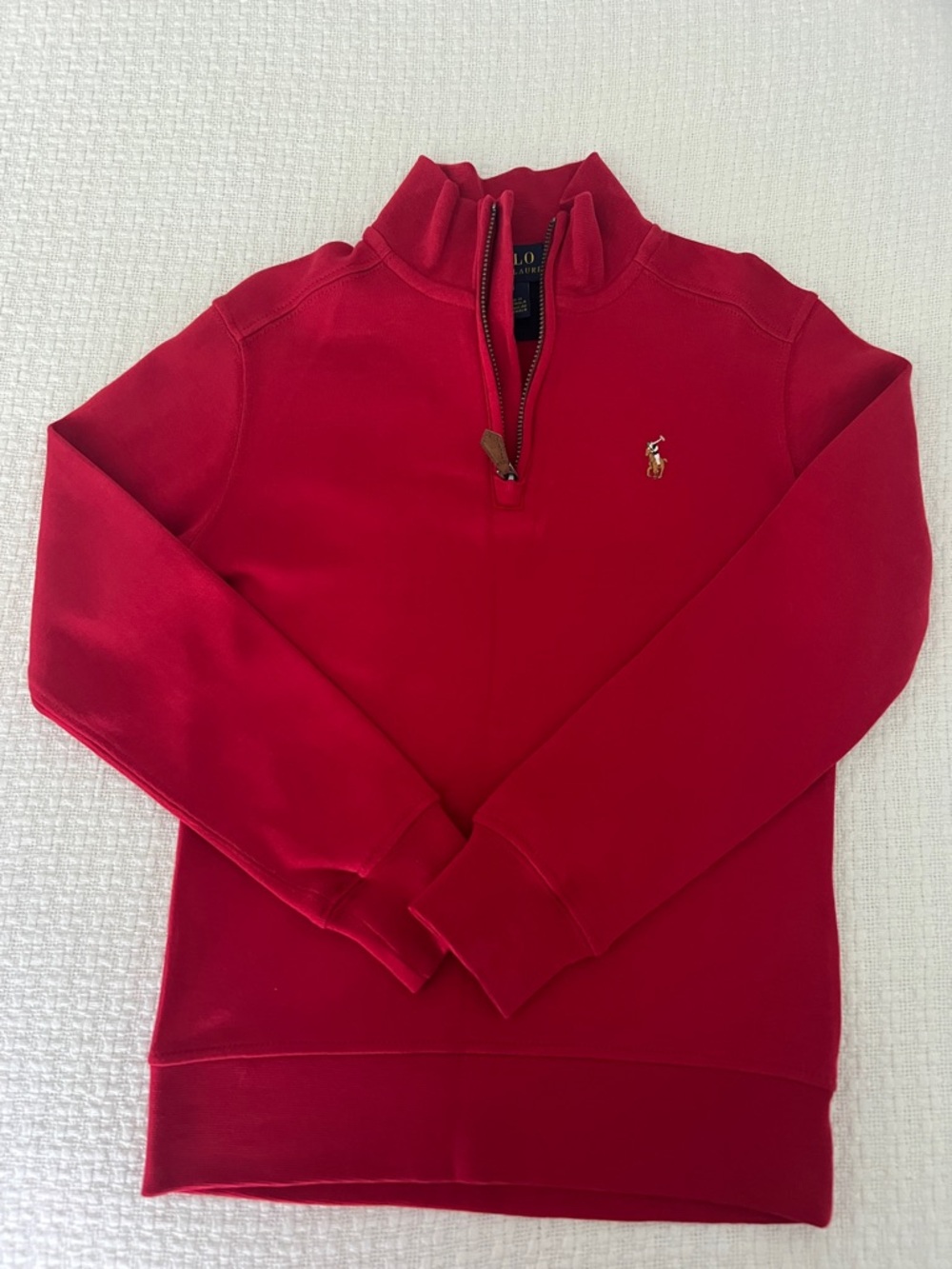 BNWOT. Polo by Ralph Lauren Red Quarter-Zip Sweatshirt with Pony Logo Size 5